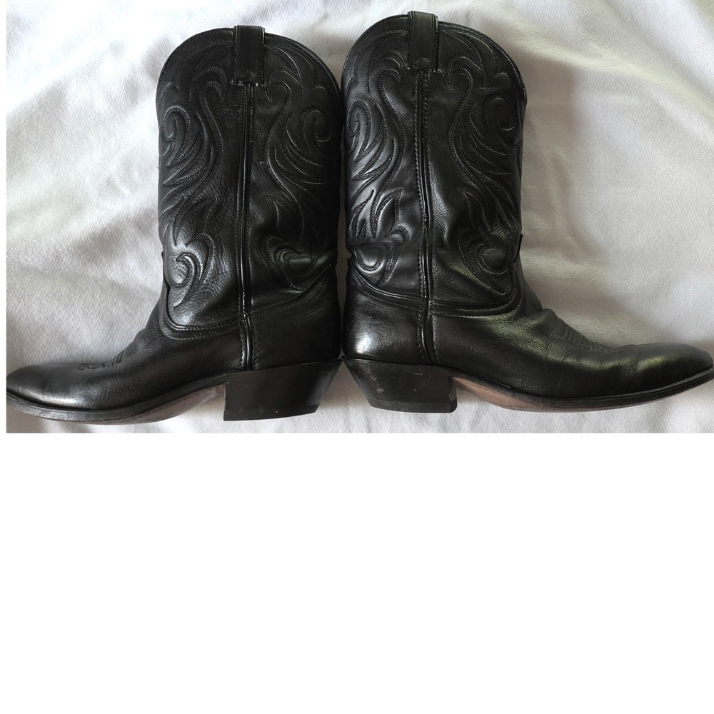 Laredo Western Cowboy Boots Mens 8D Black Excellent Leather Pointed/Almond Toe - Picture 2 of 12